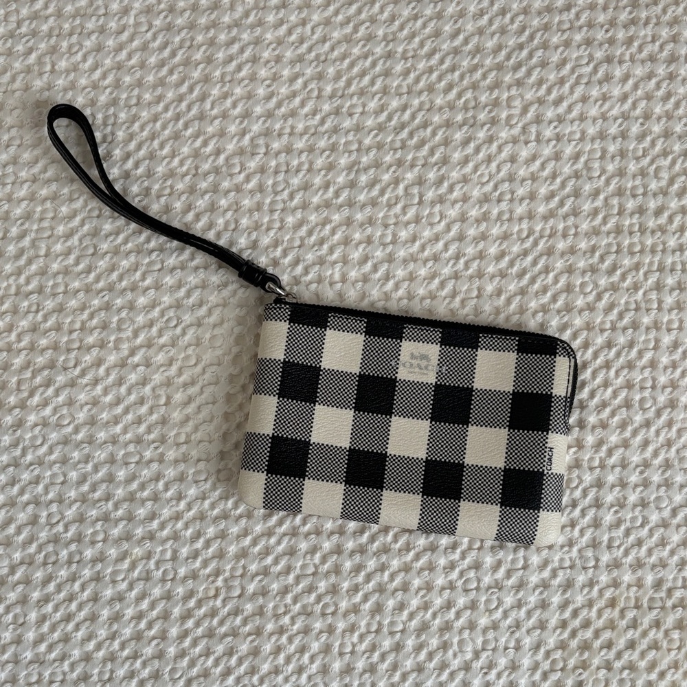 Coach Checkered Black and White Wristlet